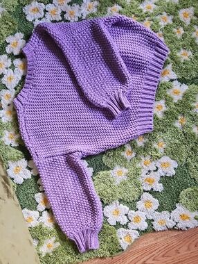 Chunky Purple Cropped Sweater